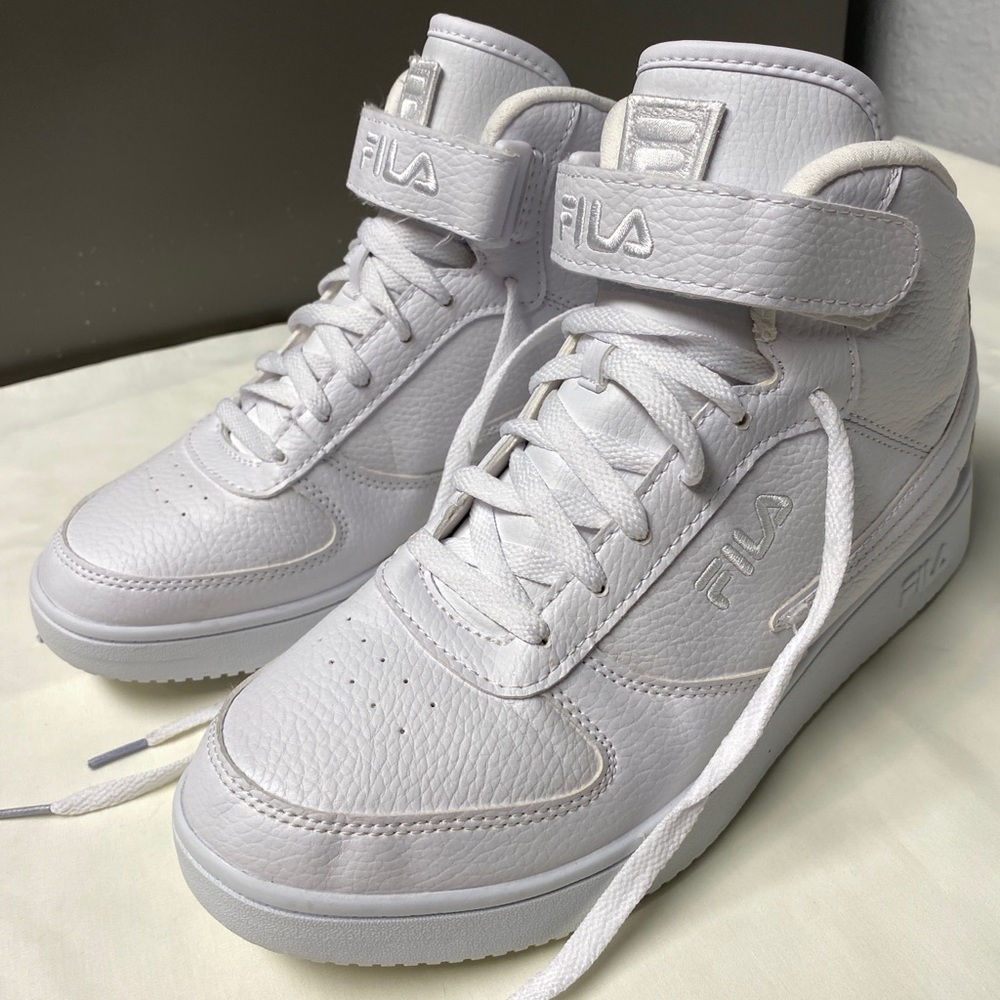FILA A-high Triple White High Tops Synthetic Sneakers Mens Size 10
